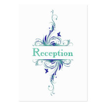 Blue Green White Aqua Floral Enclosure Card Business Card Templates