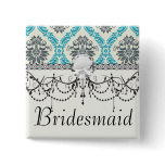 blue grey and cream elegant damask buttons
