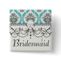 blue grey and cream elegant damask buttons