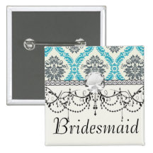 blue grey and cream elegant damask buttons