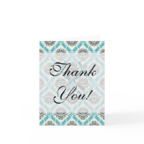 blue grey and cream elegant damask cards