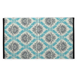blue grey and cream elegant damask iPad folio cases