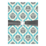 blue grey and cream elegant damask custom invite
