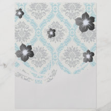 blue grey and cream elegant damask personalised flyer