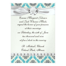 blue grey and cream elegant damask personalised invite