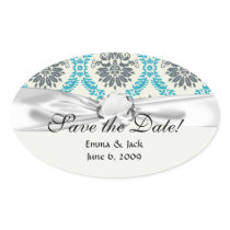 blue grey and cream elegant damask stickers