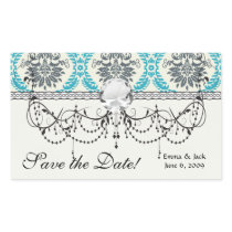 blue grey and cream elegant damask rectangle stickers