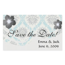 blue grey and cream elegant damask rectangular sticker