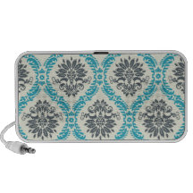 blue grey and ecru cream elegant damask travel speaker