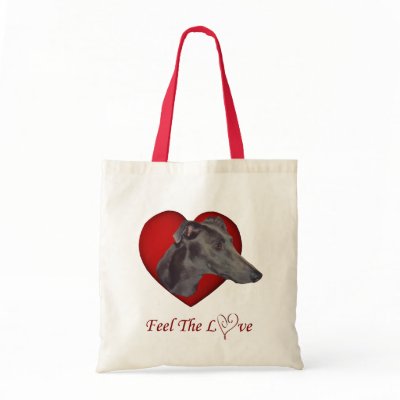 Blue Greyhound Love Heart Dog Tote Bag by SmilinEyesTreasures