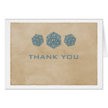 Blue Grunge D20 Dice Gamer Thank You Card