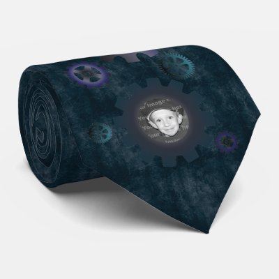 Blue Grunge Gears Photo Tie by NightOwlsMenagerie