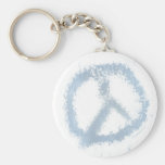 Blue Grunge Peace Sign Keychains