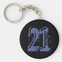 BLUE GRUNGE STYLE NUMBER 21 KEYCHAINS