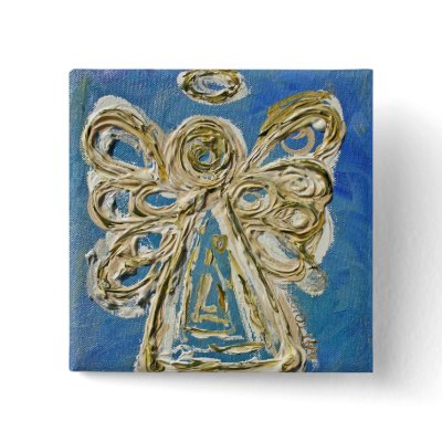 Blue Guardian Angel Button, Pin, or Pendant by donnabellasangels