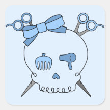 Blue Hair Accessory Skull (Scissor Crossbones #2) Stickers