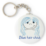 Blue hair chick key chain