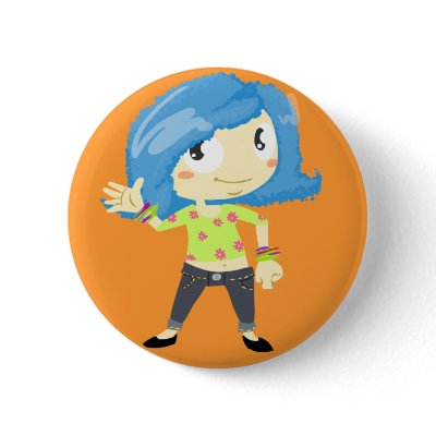 Blue haired girl buttons by Rahxyz