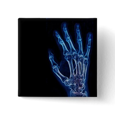 Blue Hand X-ray button by BeckCalli