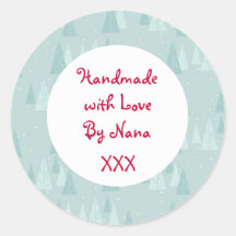 Blue  'Handmade by' Christmas stickers