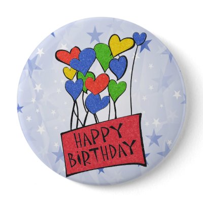 Blue Happy Birthday Balloons Button by bwmedia