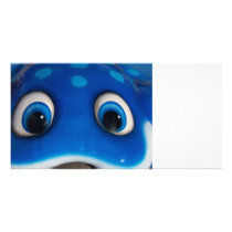 Blue Happy Cartoon Eyes on Fiberglass Toy Personalised Photo Card