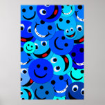 BLUE HAPPY FACES COLLAGE POSTER