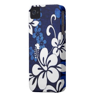Blue Hawaii Flowers Iphone 4 Cases by InvitationGraphics