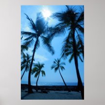 Blue Hawaii Palm Trees Poster