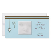 Blue Heart Baby Announcement Photo Cards