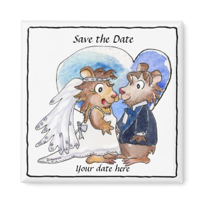 Blue Heart Cute Wedding Save the Date  Magnets by zooogle