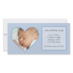 Blue Heart Dots New Baby Photo Card