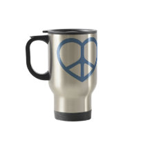 Blue Heart of Love, Peace Sign Mug