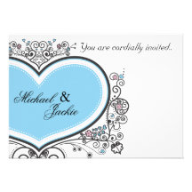 Blue Heart Personalized Announcements