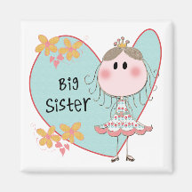 Blue Heart Princess Big Sister Fridge Magnets