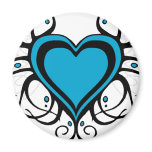 Blue Heart Swirls Refrigerator Magnets
