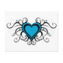 Blue Heart Swirls Post Card