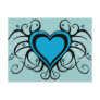 Blue Heart Swirls Post Card