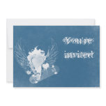 Blue Heart with Angel Wings Invitation