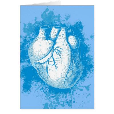 Blue Heart with Spatters Cards by maliceblue