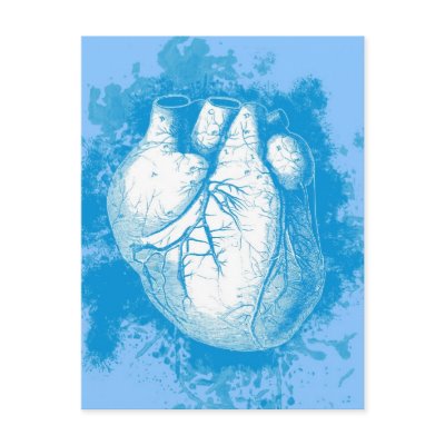 Blue Heart with Spatters Post Cards by maliceblue