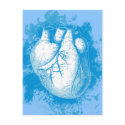 Blue Heart with Spatters postcards
