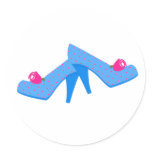 Blue Heels Pink Roses Round Stickers
