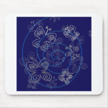 Blue Henna Flies Mouse Pad