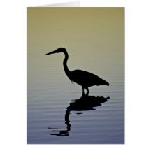 Blue Heron Bird Silhouette at Sunset Greeting Card