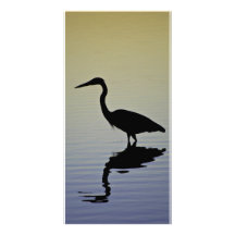 Blue Heron Bird Silhouette at Sunset Custom Photo Card