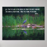 Blue Heron Buddha Quote Inspirational Poster
