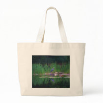 Blue Heron Reflections Animal Painting Tote Bags