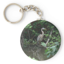 Blue Heron with Reflection on Water Keychain