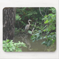 Blue Heron with Reflection on Water Mouse Pads